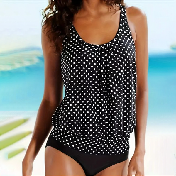 Eula - Mouwloos Zwempak met Polka Dot Print