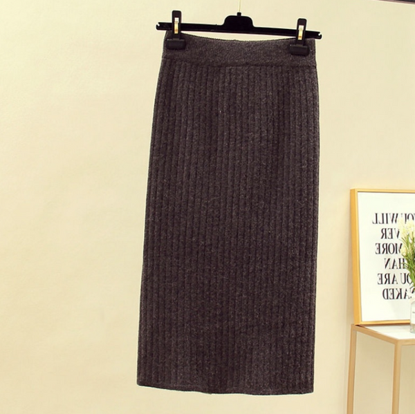 Michaela - Ribgebreide Midi Rok voor Dames - Cozy & Stijlvol