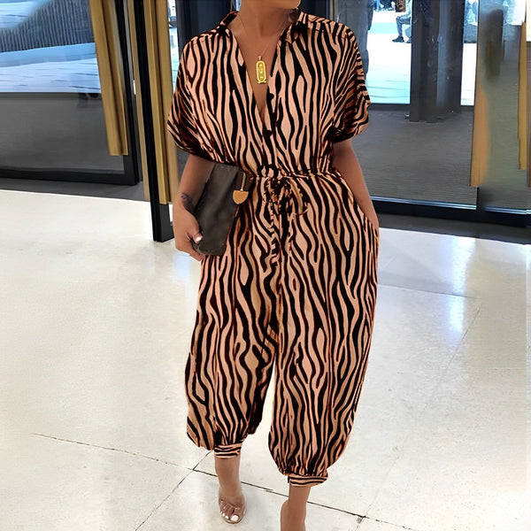 Brigitta - Korte Mouw Losvallende Jumpsuit