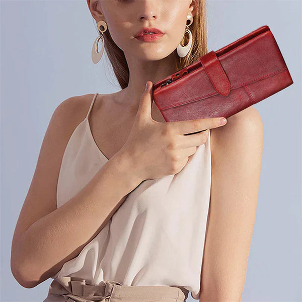 Shanna - RFID-Beveiligde Vintage Leren Reisportemonnee
