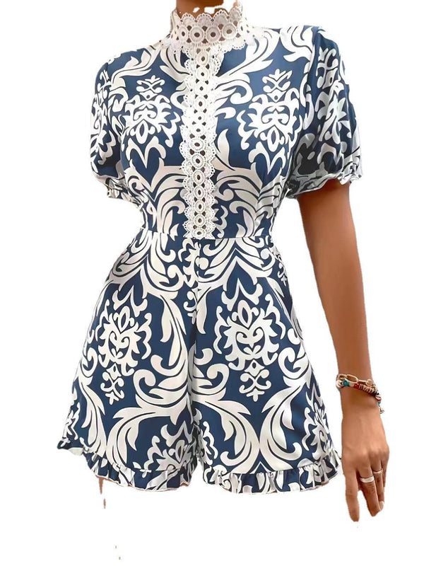 Larasati - Baroque Gedrukt Guplay Kant Jumpsuit