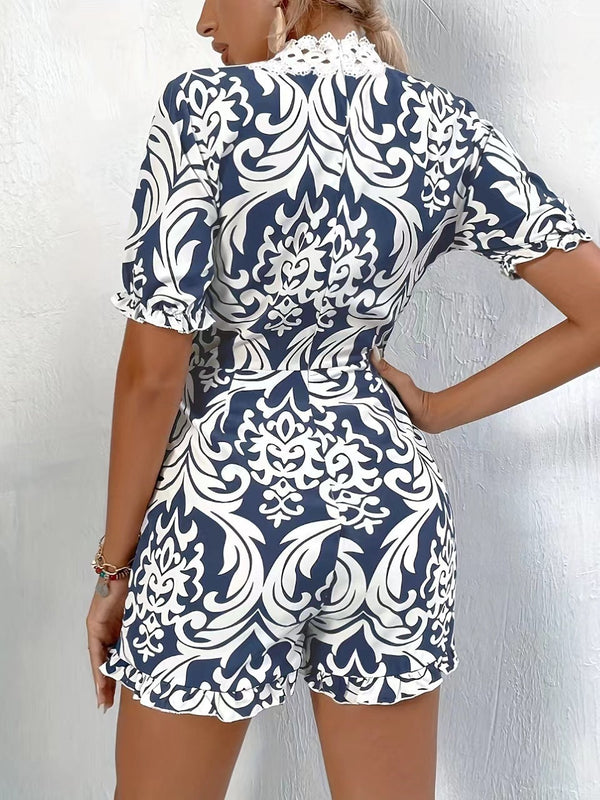 Larasati - Baroque Gedrukt Guplay Kant Jumpsuit