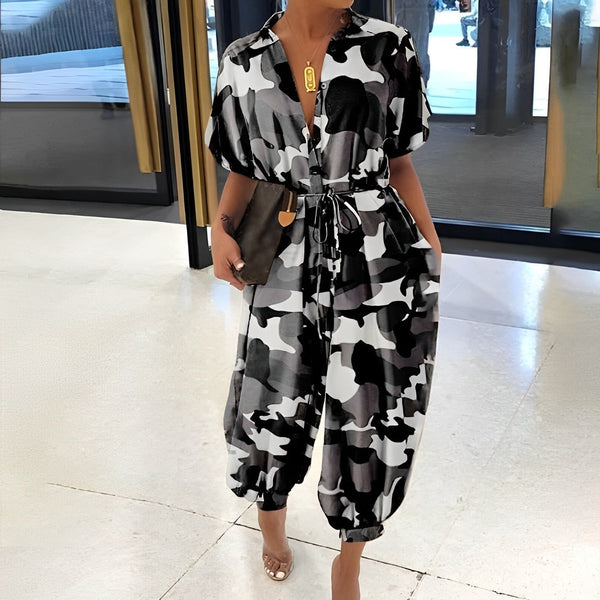 Brigitta - Korte Mouw Losvallende Jumpsuit