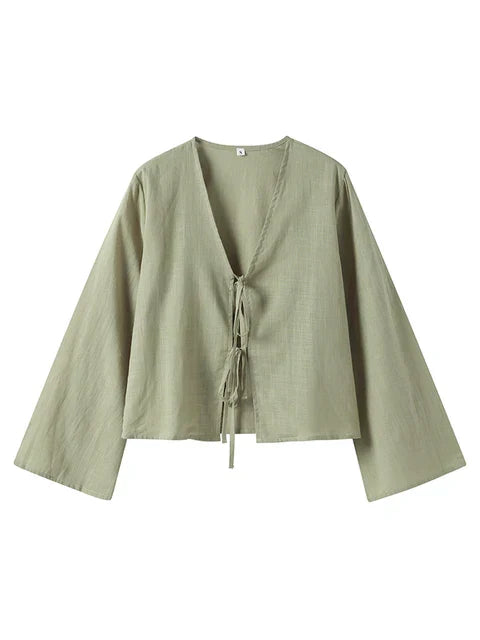 Jade - Oversized Lange Blouse met Strik