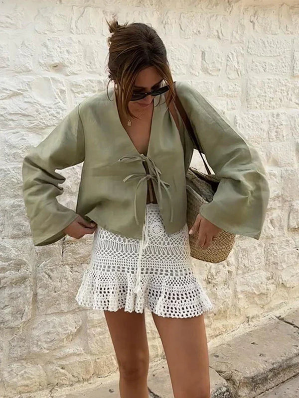 Jade - Oversized Lange Blouse met Strik