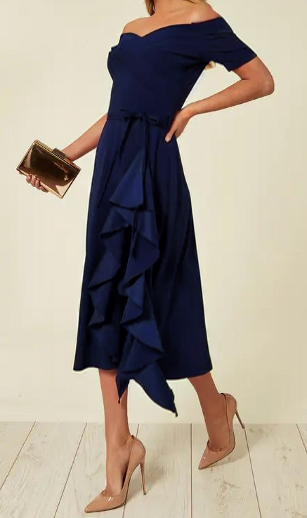 Celestine - Off-Shoulder Ruffle Jurk Voor Dames - Klassiek & Elegant