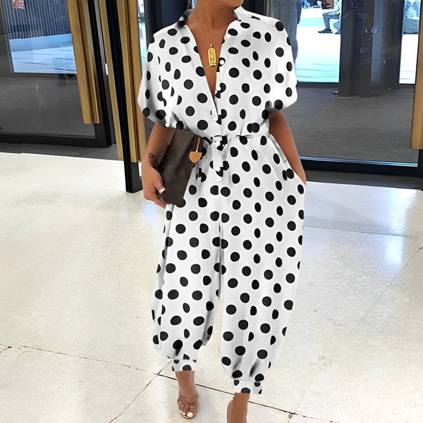 Brigitta - Korte Mouw Losvallende Jumpsuit